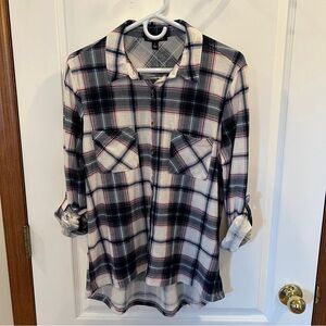 Robert Louis NWT Ladies Small Navy/Blush Super Soft & Dreamy Plaid Long Sleeve